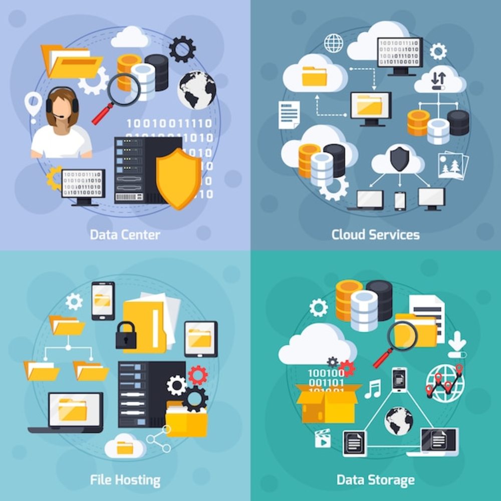 托管服務(wù)概念圖標(biāo)集 信息服務(wù)業(yè)務(wù)的視覺化詮釋